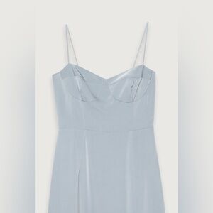 Elegant Light Blue Satin Slip Dress